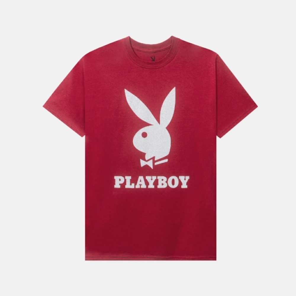 Dark Red Playboy Glitter T